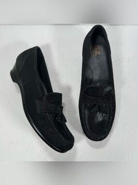 SAS Tripad Technology Taylor Black Suede Comfort Shoes Loafers Women Size 7.5M